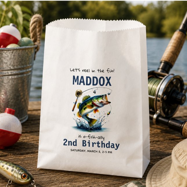 Sachets En Papier O-Fish-Ally Deux Pêche 2e Anniversaire (O-Fish-Ally Two Fishing 2nd Birthday Favor Bag)