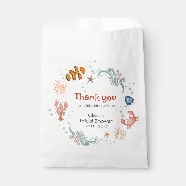 Sachets En Papier Ocean Nautical Bridal Shower Thank You Treat Bags  (Devant)
