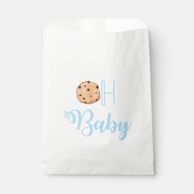 Sachets En Papier Oh Baby Cookies bleu baby shower (Devant)