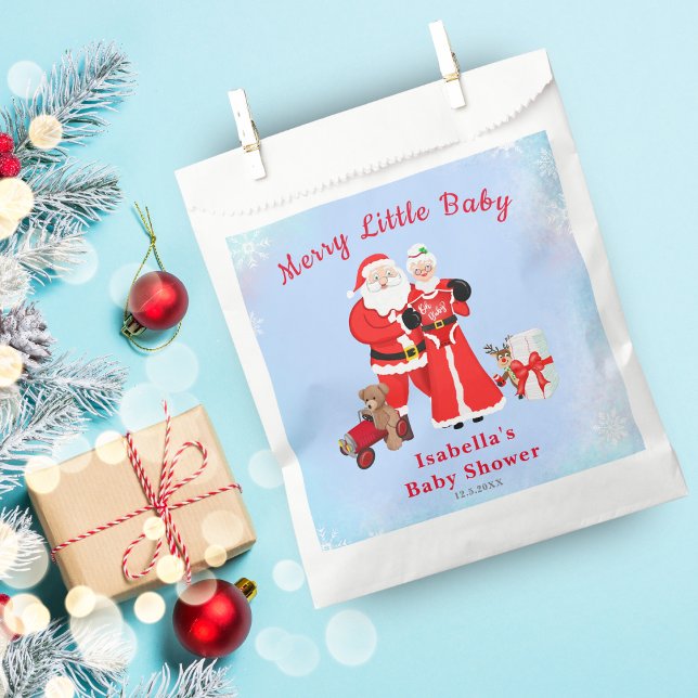 Sachets En Papier Oh Baby Père Noël & Mme Claus Baby shower (Ignite baby shower magic with our Santa-themed favor bag, combining joy and anticipation effortless.)