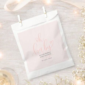 Sachets En Papier Oh Baby Pink Script Minimal Baby Shower 