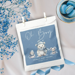 Sachets En Papier Oh Boy Winter Baby shower de bois modifiable