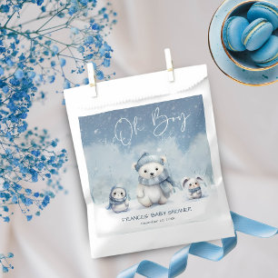 Sachets En Papier Oh Boy Winter Baby shower de bois modifiable