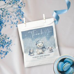 Sachets En Papier Oh Boy Winter Baby shower de bois modifiable