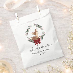 Sachets En Papier Oh Deer Baby shower de verdure hivernale