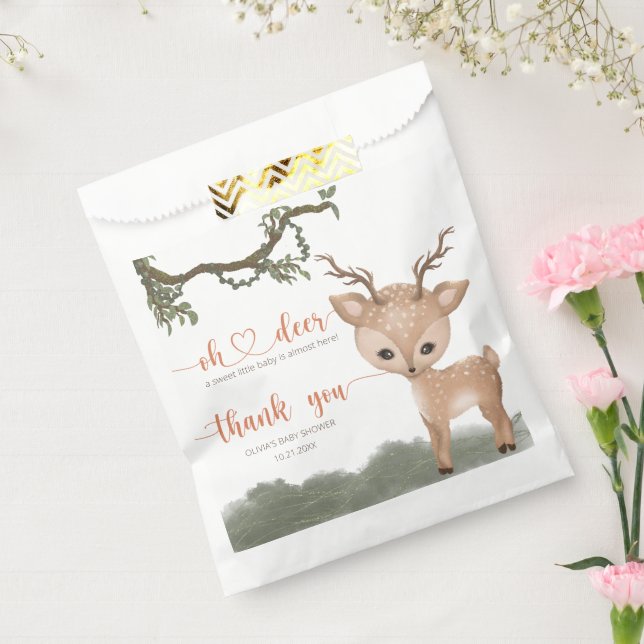 Sachets En Papier Oh Deer baby shower forestier neutre pour le genre (Scellé)