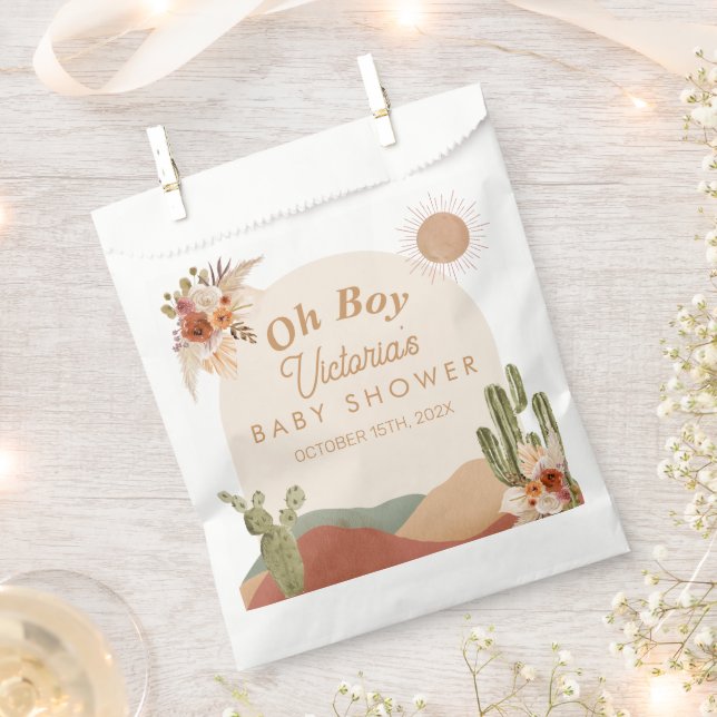 Sachets En Papier Oh garçon Baby shower Cactus | Désert du sud-ouest (Coupé)
