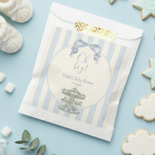Sachets En Papier Oh Garçon Carrousel à Ruban Bleu Watercolor Baby S