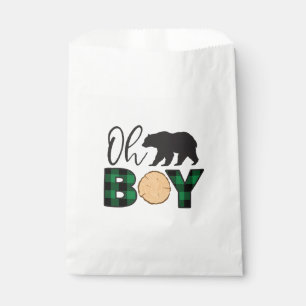 Sachets En Papier Oh Garçon Ours Plaid Vert Buffalo Baby Shower