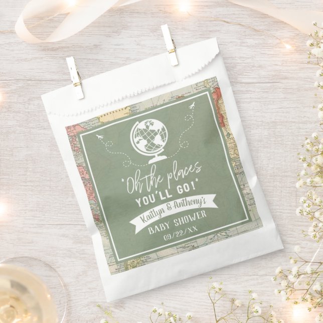 Sachets En Papier "Oh les endroits où tu iras !" Baby shower Carte d (Coupé)