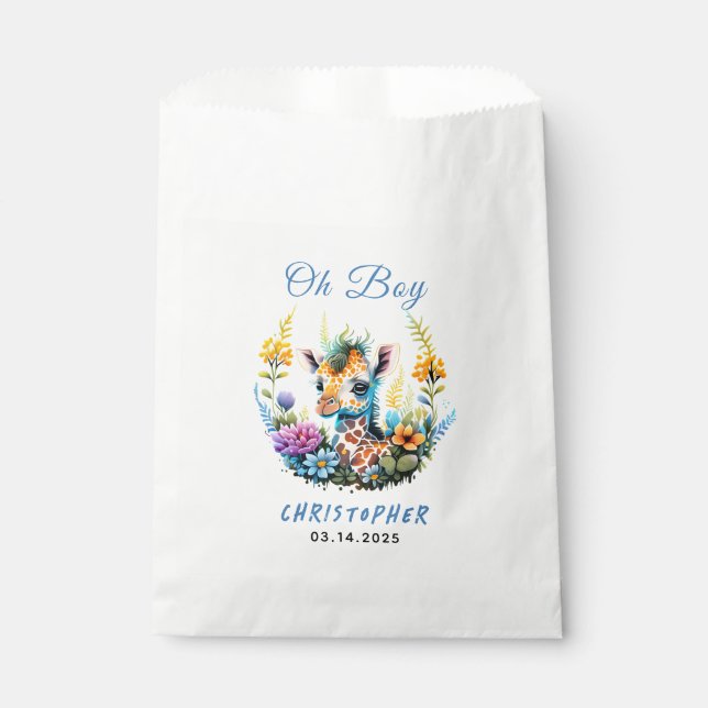 Sachets En Papier Oh mon Dieu ! Baby shower bébé Giraffe (Devant)