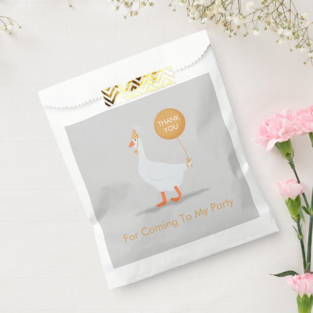 Sachets En Papier Oie sotte Anniversaire Merci gris et jaune (Scellé)