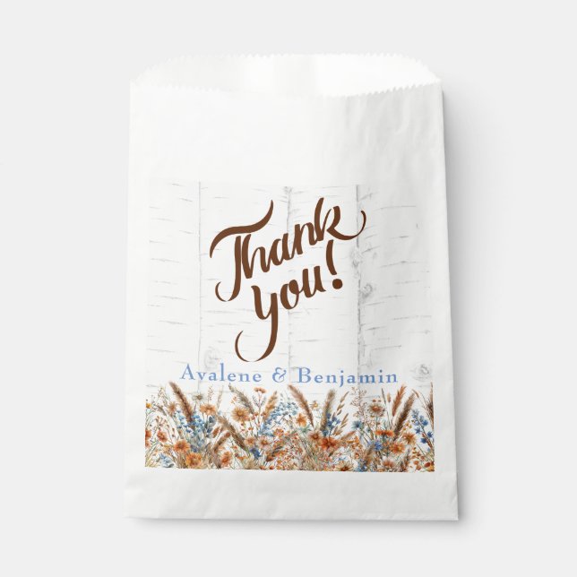 Sachets En Papier Oiseau d'automne et Mariage Fleur sauvage (Devant)