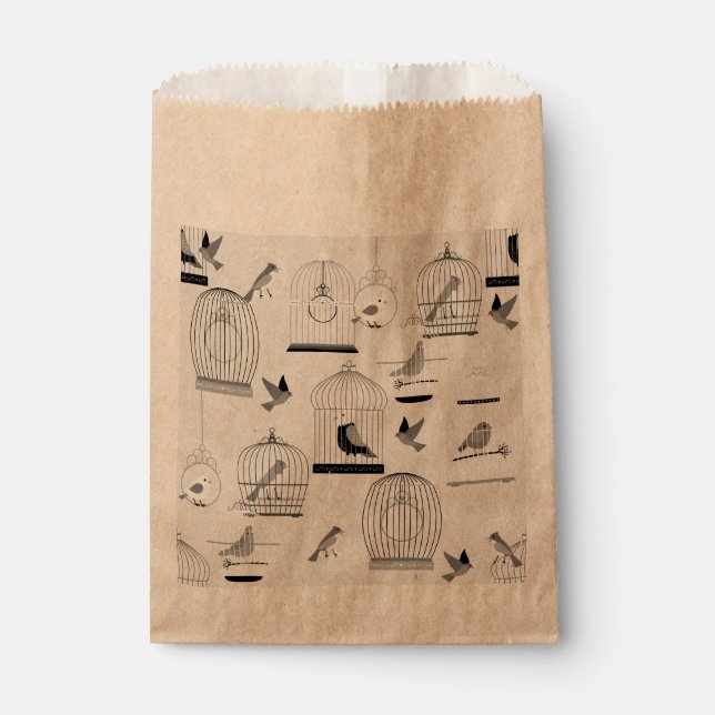 Sachets En Papier oiseau de volière gris monotone (Devant)