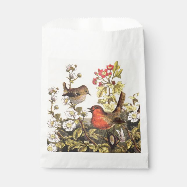 Sachets En Papier Oiseaux de printemps Robin Oiseaux rouges (Devant)