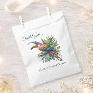 Sachets En Papier Oiseaux tropicaux colorés et Plantes luxuriants