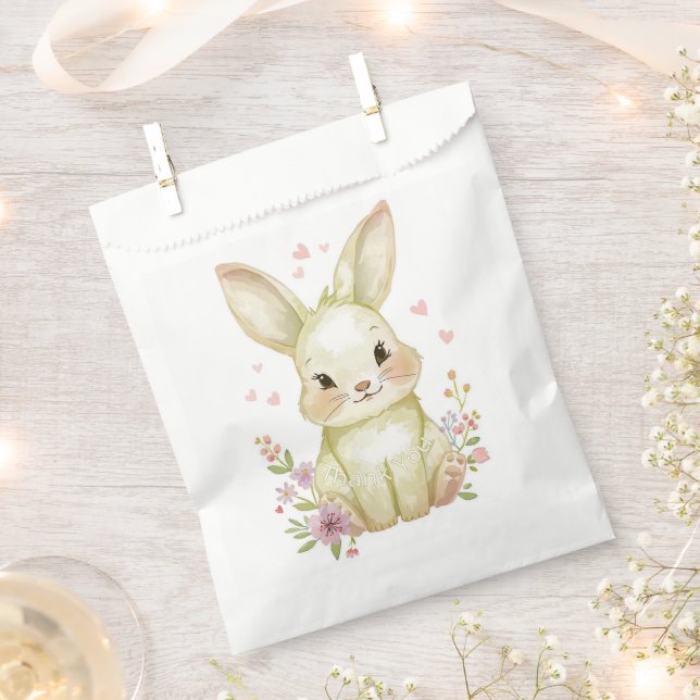 Sachets En Papier Olive Green Bunny Party Forest Animal Baby Shower  (Coupé)