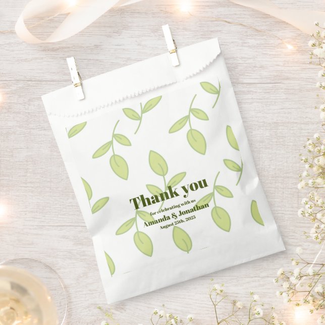 Sachets En Papier Olive vert moderne Boho Floral Wedding Favor Sac (Coupé)