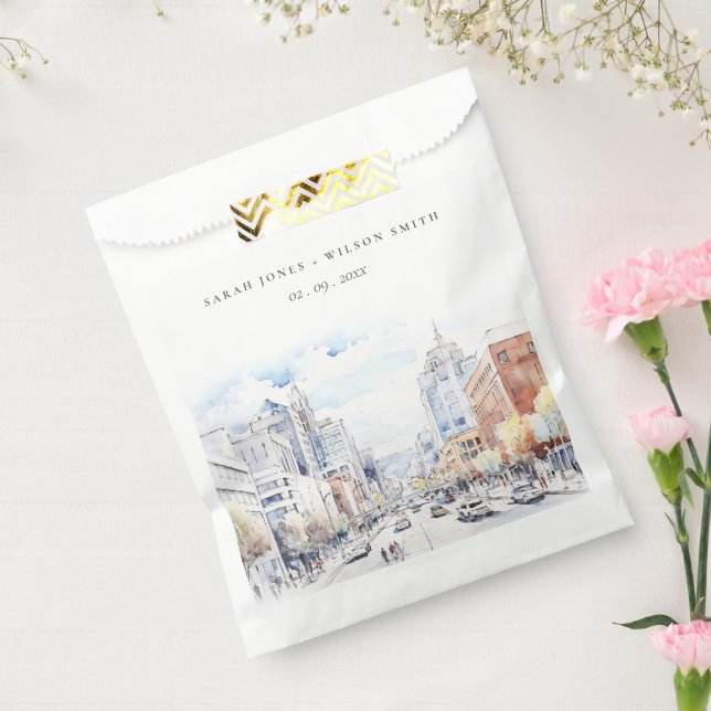 Sachets En Papier Omaha Nebraska Watercolor Landscape Wedding (Scellé)