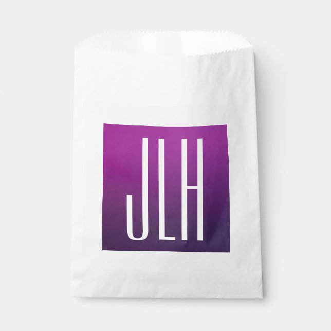 Sachets En Papier Ombre violet et initiales blanches ou autre texte (Devant)