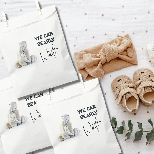 Sachets En Papier On peut attendre le Baby shower d'hiver de l'ours  (Créateur téléchargé)