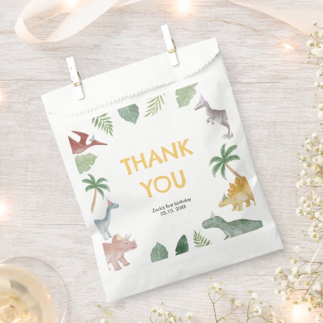 Sachets En Papier One A Saurus Dinosaur Boy Birthday Favor Bags (Coupé)