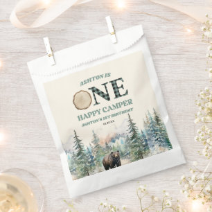 Sachets En Papier ONE Happy Camper Bear 1er anniversaire fête