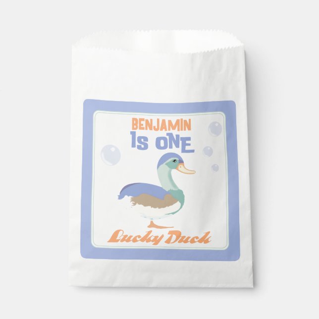 Sachets En Papier One Lucky Duck &  Bubbles Premier Anniversaire Pas (Devant)