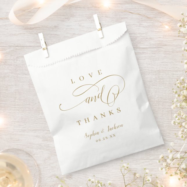 Sachets En Papier Or simple amour romantique et merci script mariage (Coupé)