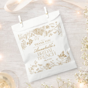 Sachets En Papier Or Toile De Jouy Florale Mariage Petit Déjeuner de