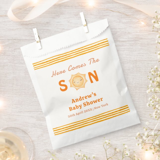 Sachets En Papier Orange Cute Voici Le Baby shower Fils (Coupé)