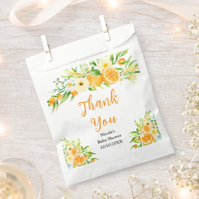 Sachets En Papier Oranges Citrus Baby Shower Thank You (Coupé)