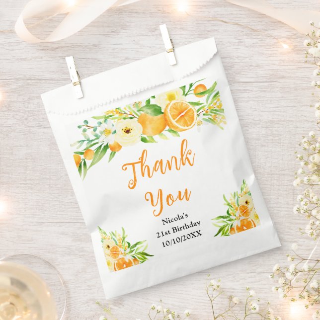 Sachets En Papier Oranges Citrus Birthday Thank You (Coupé)