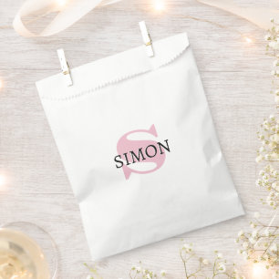 Sachets En Papier Orchid Pink Initial et nom noir Moderne