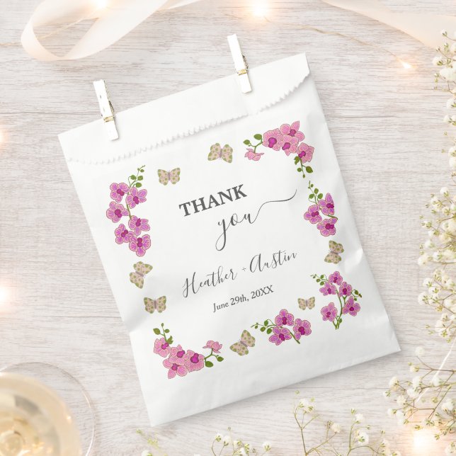 Sachets En Papier Orchidées Violettes Élégantes et Délicates Cadeau  (Coupé)