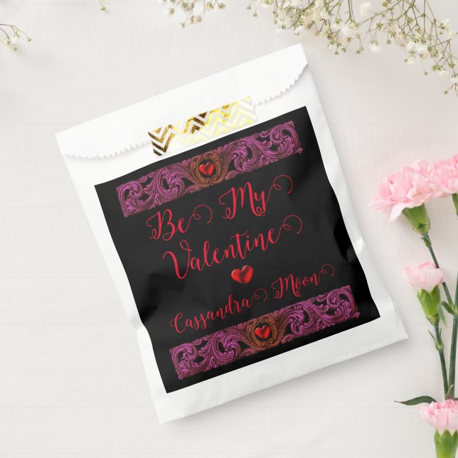 Sachets En Papier Ornement Goth Purple Avec Coeur Personnalisé (Scellé)