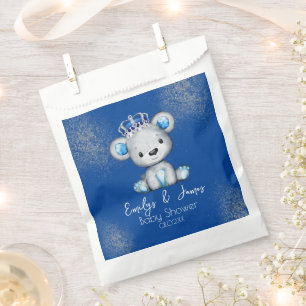Sachets En Papier Ours Baby shower Prince Sparkly Blue Boys