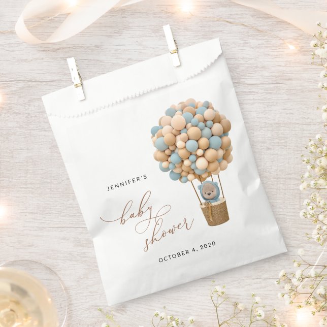 Sachets En Papier Ours, Ballons Bleus, Ballons à Air Chaud, Baby sho (Coupé)