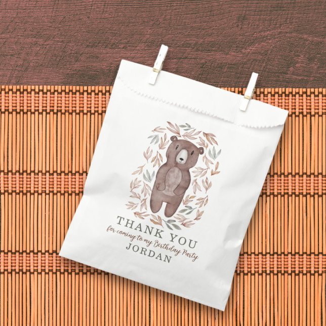 Sachets En Papier Ours de bois et Merci de feuillage (Créateur téléchargé)