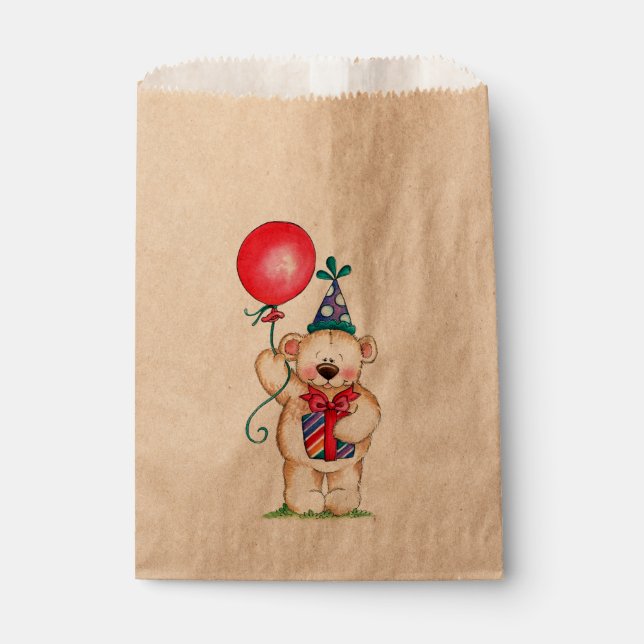 Sachets En Papier Ours de fête d'anniversaire (Devant)