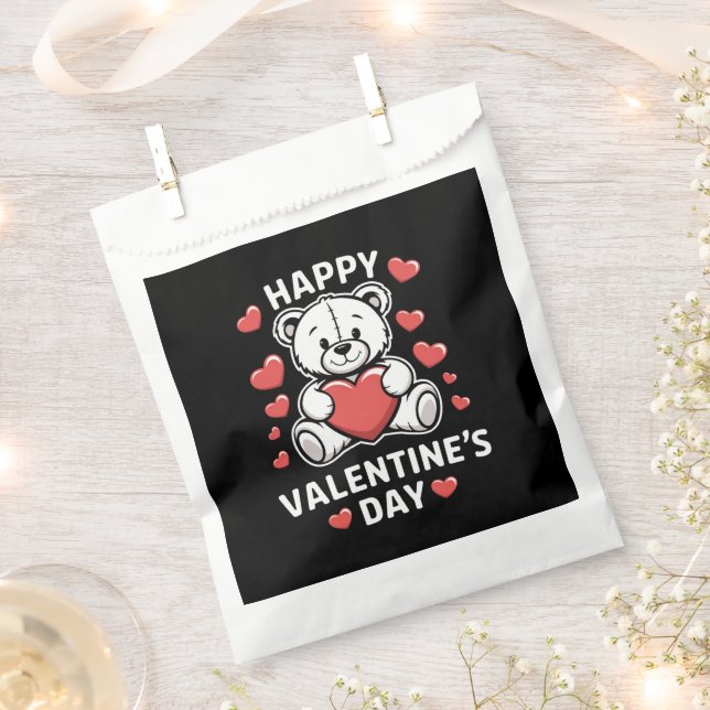 Sachets En Papier Ours de la Saint-Valentin Joyeuse vday  (Coupé)