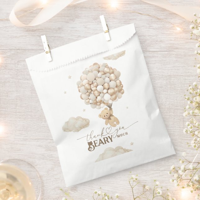 Sachets En Papier Ours en peluche avec ballons Baby shower (Coupé)