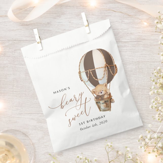 Sachets En Papier Ours en peluche, ballon Brown à air chaud, premier (Coupé)