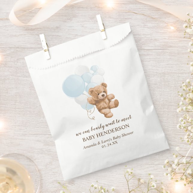Sachets En Papier Ours en peluche bleu poussiéreux Bearly Wait (Coupé)