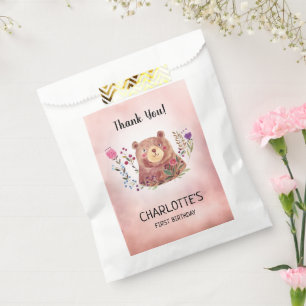 Sachets En Papier Ours mignon et fleurs Anniversaire de la fille