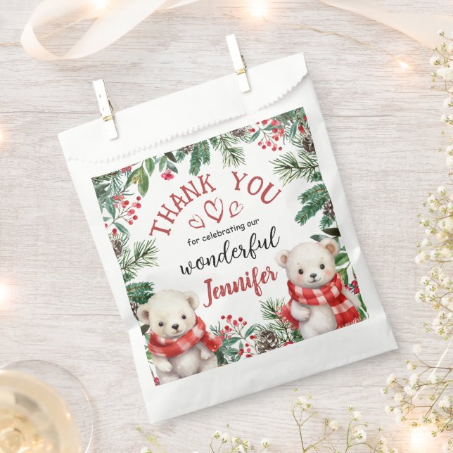 Sachets En Papier Ours polaire mignon Noël 2 Anniversaire (Coupé)
