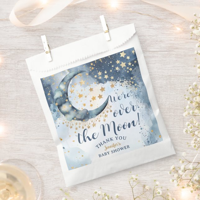Sachets En Papier Over The Moon Baby Shower Boy Blue Twinkle Star (Coupé)