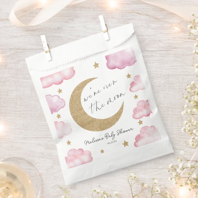Sachets En Papier Over The Moon Celestial Pink Clouds Baby Shower (Coupé)