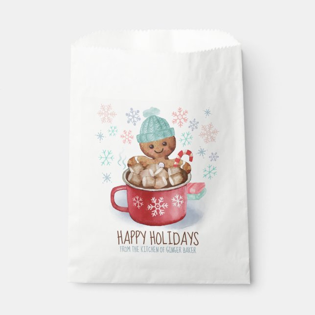 Sachets En Papier Pain d'épices Cookies et cacao Joyeuses fêtes (Devant)