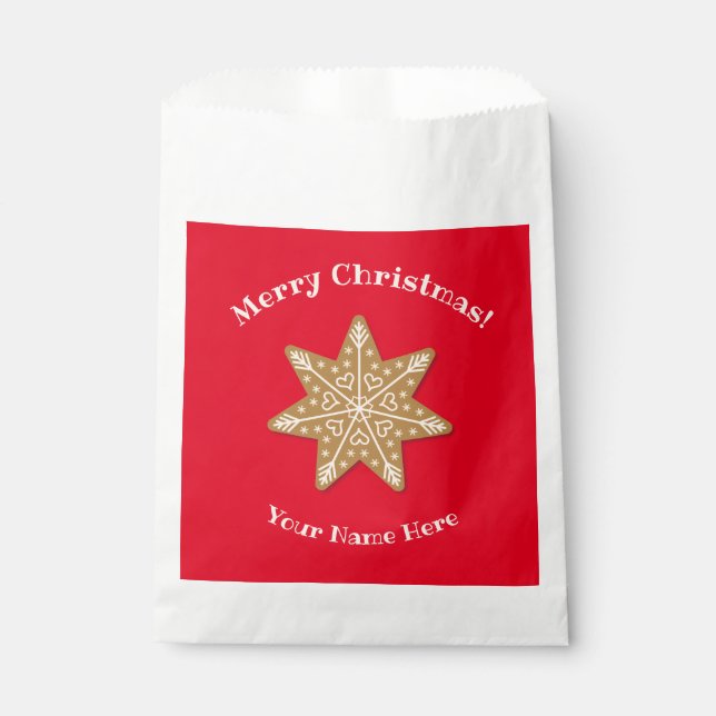 Sachets En Papier Pain d'épices rouge Flocon de neige Sac de Noël Fa (Devant)